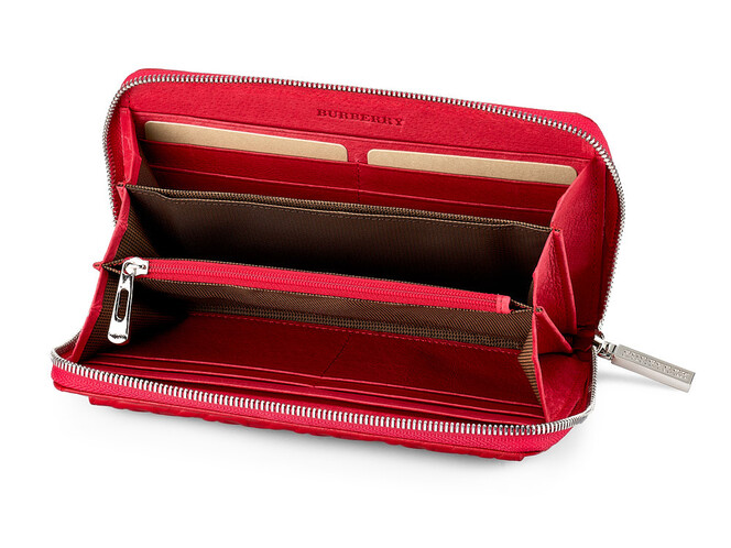 Жіночий гаманець зі шкіри вищого сорту на блискавці Burberry 5636 E Red червоний, Колір: Червоний, фото , зображення 2