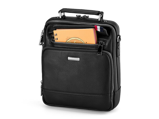 Кожаная мужская сумка LeGRAND collection 9336-3 Black чёрная, Цвет: Черный, фото , изображение 5