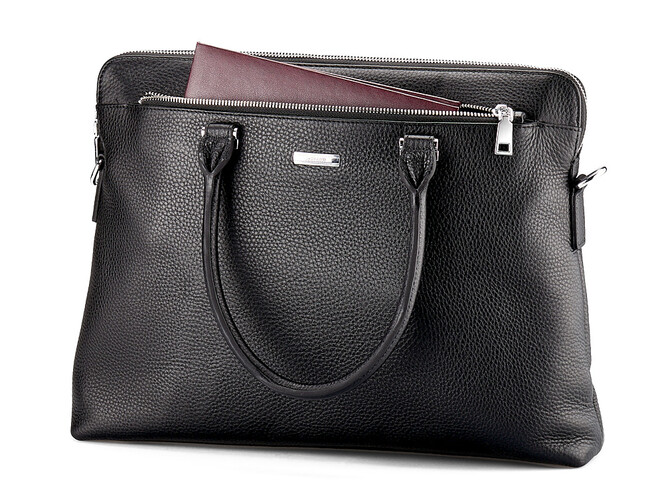 Кожаная сумка для документов LeGRAND collection 8821-1 чёрная, фото , изображение 5