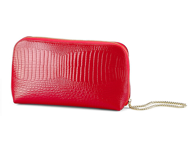 Кожаная женская косметичка Moro&Jenny 59057 E Red красная, Цвет: Красный, фото , изображение 4