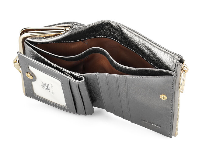 Компактний жіночий гаманець з натуральної шкіри Moro&Jenny 182-144 N Silver сріблястий, Колір: Срібний, фото , зображення 4