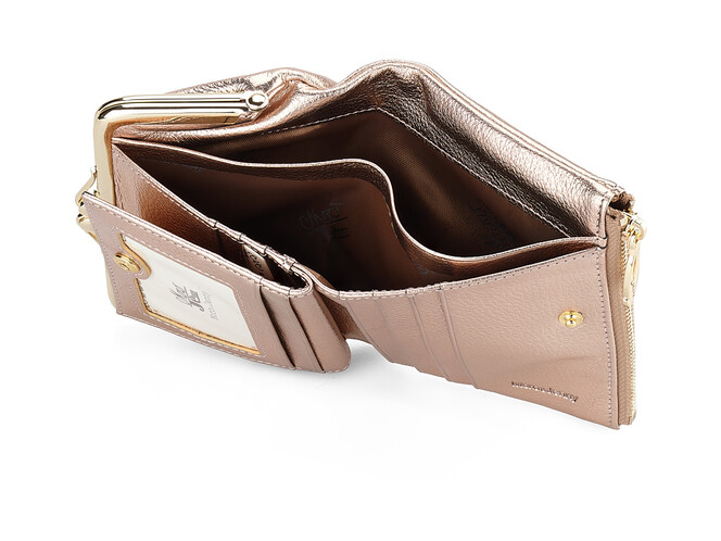 Компактный женский кошелёк из натуральной кожи Moro&Jenny 182-144 O Gold золотистый, Цвет: Золотистый, фото , изображение 8