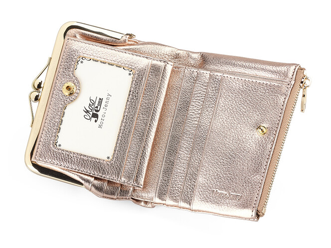 Компактный женский кошелёк из натуральной кожи Moro&Jenny 182-144 O Gold золотистый, Цвет: Золотистый, фото , изображение 2