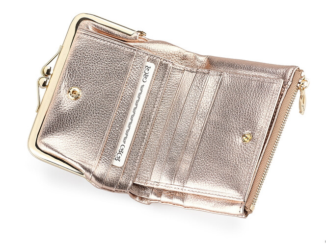 Компактный женский кошелёк из натуральной кожи Moro&Jenny 182-144 O Gold золотистый, Цвет: Золотистый, фото , изображение 3