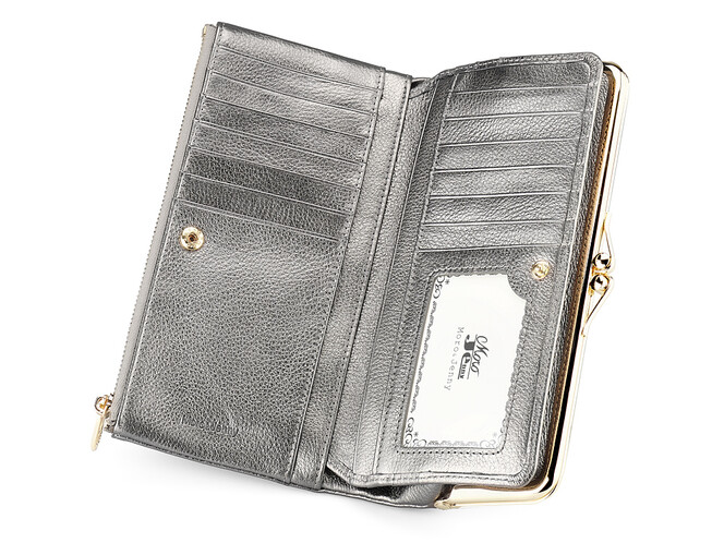 Шкіряний жіночий гаманець Moro&Jenny 182-143 N Silver сріблястий, Колір: Срібний, фото , зображення 2