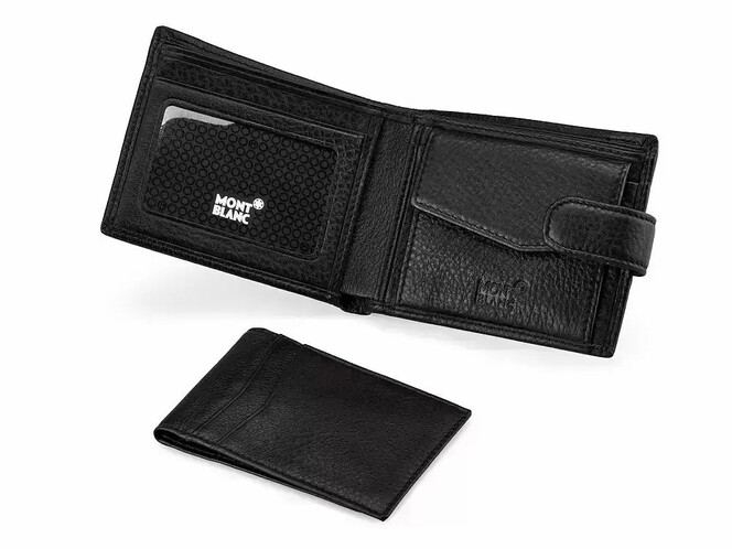 Мужское портмоне из натуральной кожи Мont Blanc 2795 чёрный, фото , изображение 2