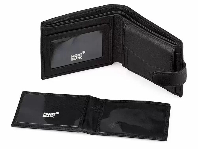 Мужское портмоне из натуральной кожи Мont Blanc 2795 чёрный, фото , изображение 3