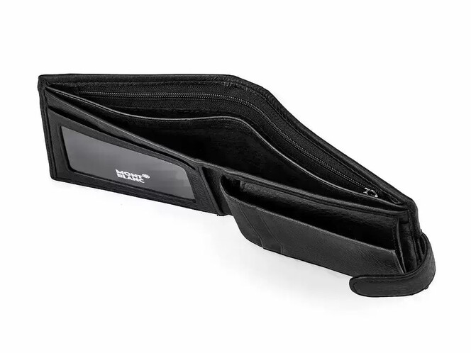 Мужское портмоне из натуральной кожи Мont Blanc 2795 чёрный, фото , изображение 6