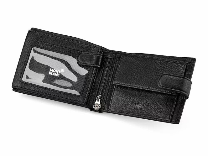 Мужское портмоне из натуральной кожи Мont Blanc 2792 чёрный, фото , изображение 4