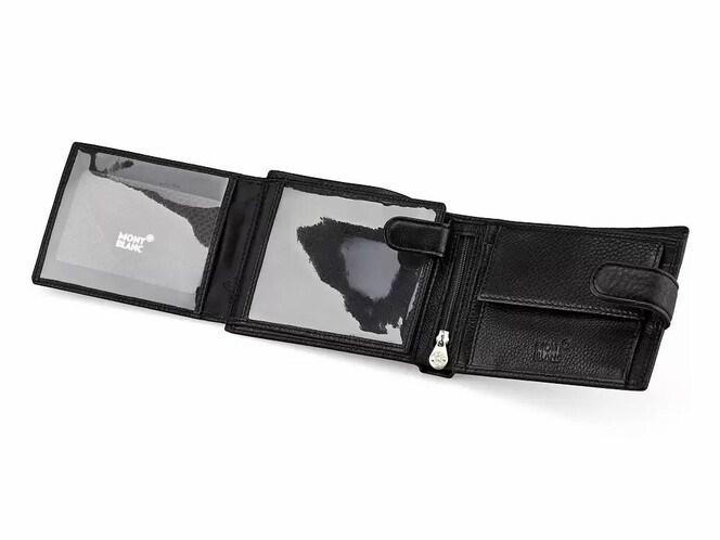 Мужское портмоне из натуральной кожи Мont Blanc 2792 чёрный, фото , изображение 5