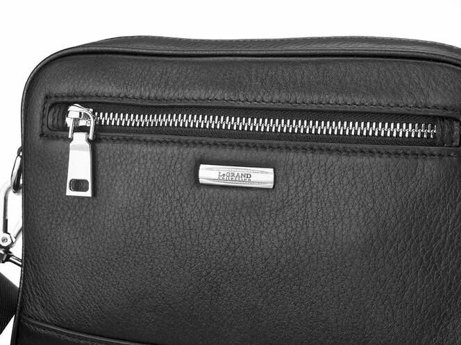 Мужская сумка из натуральной кожи LeGRAND collection 6866-5 чёрная, фото , изображение 5