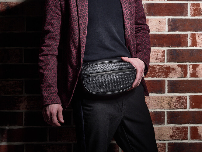 Кожаная сумка – бананка LeGRAND collection 9260 чёрная, фото , изображение 2