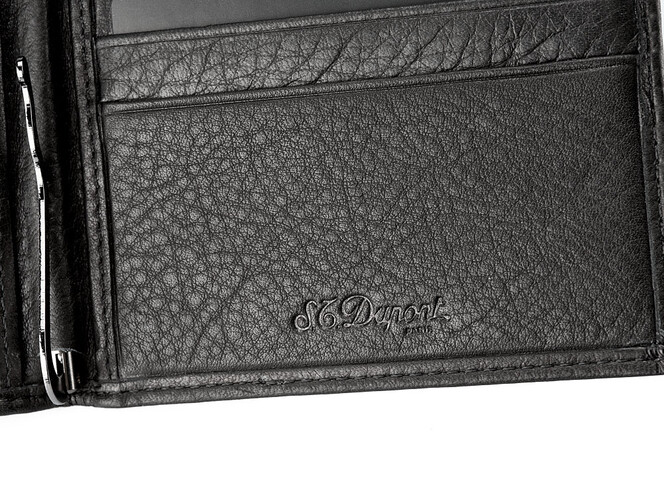 Мужской зажим для денег из натуральной кожи S.T. Dupont 4-457 чёрный, фото , изображение 4