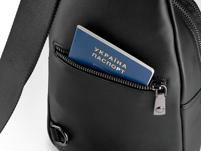 Сумка - слінг зі шкіри вищого сорту LeGRAND collection 2002-15 чорна, фото , зображення 4