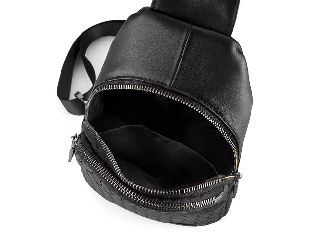 Сумка - слінг зі шкіри вищого сорту LeGRAND collection 2002-15 чорна, фото , зображення 6