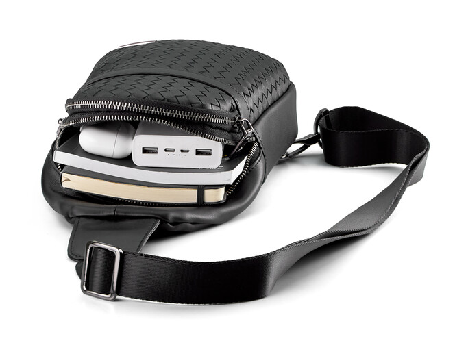 Сумка - слінг зі шкіри вищого сорту LeGRAND collection 2002-15 чорна, фото , зображення 7