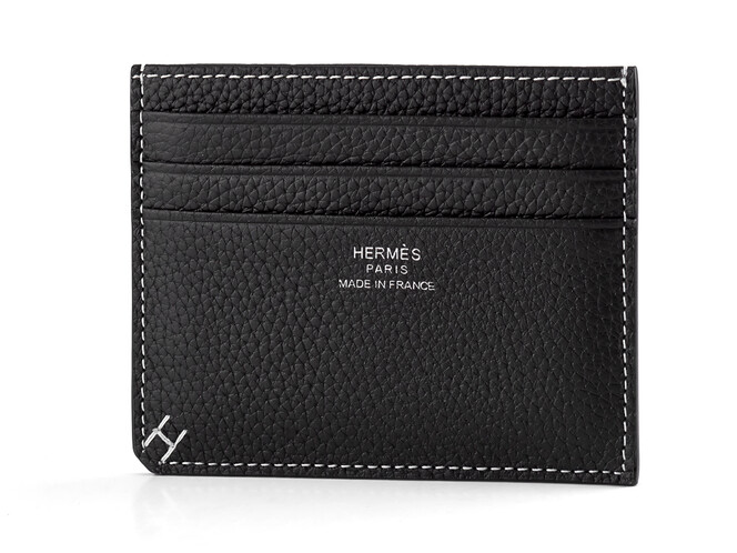 Картхолдер из натуральной кожи Hermes 219 Black чёрный, Цвет: Черный, Тип и  фактура кожи: зернистая, фото , изображение 2
