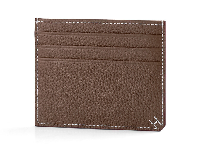 Картхолдер з натуральної шкіри Hermes 219 Grey мокко, Колір: Коричневий, Тип і фактура шкіри: зерниста, фото , зображення 3