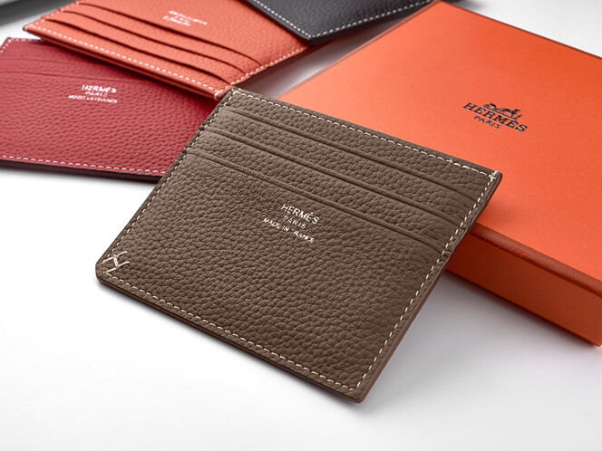 Картхолдер з натуральної шкіри Hermes 219 Grey мокко, Колір: Коричневий, Тип і фактура шкіри: зерниста, фото , зображення 5