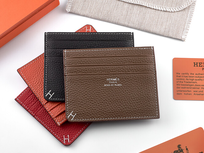 Картхолдер з натуральної шкіри Hermes 219 Grey мокко, Колір: Коричневий, Тип і фактура шкіри: зерниста, фото , зображення 6