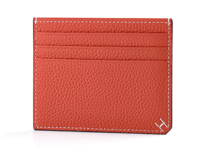 Картхолдер з натуральної шкіри Hermes 219 Orange помаранчевий, Колір: Рудий, Тип і фактура шкіри: зерниста, фото , зображення 3