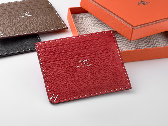 Картхолдер из натуральной кожи Hermes 219 Red красный, Цвет: Красный, Тип и  фактура кожи: зернистая, фото , изображение 5