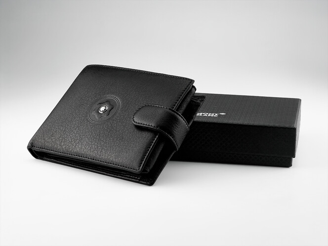 Чоловіче портмоне з натуральної шкіри Mont Blanc 3002 чорний, фото , зображення 10