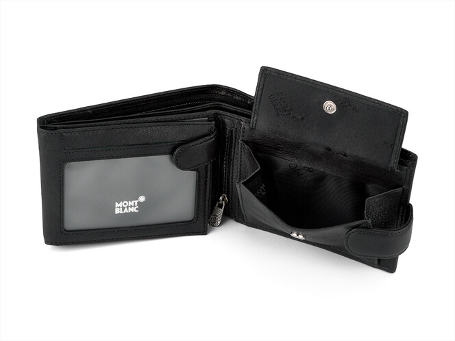 Чоловіче портмоне з натуральної шкіри Mont Blanc 3002 чорний, фото , зображення 8