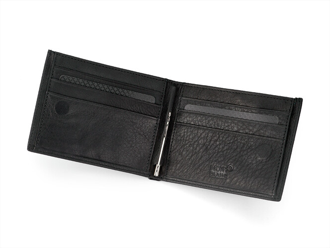 Тонке чоловіче шкіряне портмоне-затискач Mont Blanc 3006 чорний, фото , зображення 3