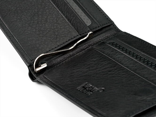 Тонке чоловіче шкіряне портмоне-затискач Mont Blanc 3006 чорний, фото , зображення 5