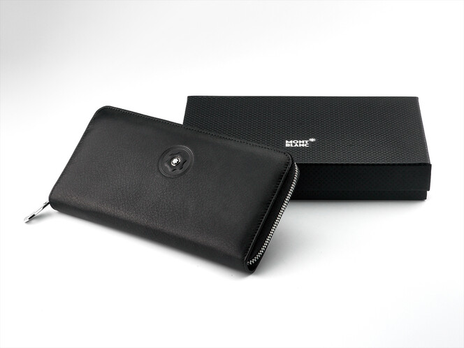 Мужской кожаный клатч – кошелек Мont Blanc 3013 чёрный, фото , изображение 6