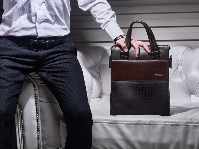 Вертикальна чоловіча сумка з натуральної шкіри LeGRAND collection 319-2 Brown коричнева, Колір: Коричневий, фото , зображення 11