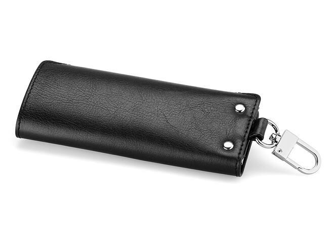 Кожаная ключница с карабином LeGRAND collection V12-000 чёрная, Цвет: Черный, Тип и  фактура кожи: гладкая, фото , изображение 3