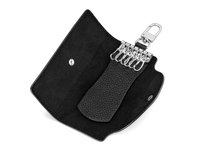 Кожаная ключница с карабином LeGRAND collection V12-046 чёрная, Цвет: Черный, Тип и  фактура кожи: зернистая, фото , изображение 2