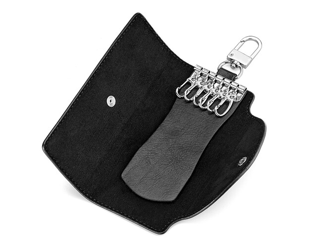 Кожаная ключница с карабином LeGRAND collection V12-000 чёрная, Цвет: Черный, Тип и  фактура кожи: гладкая, фото , изображение 2