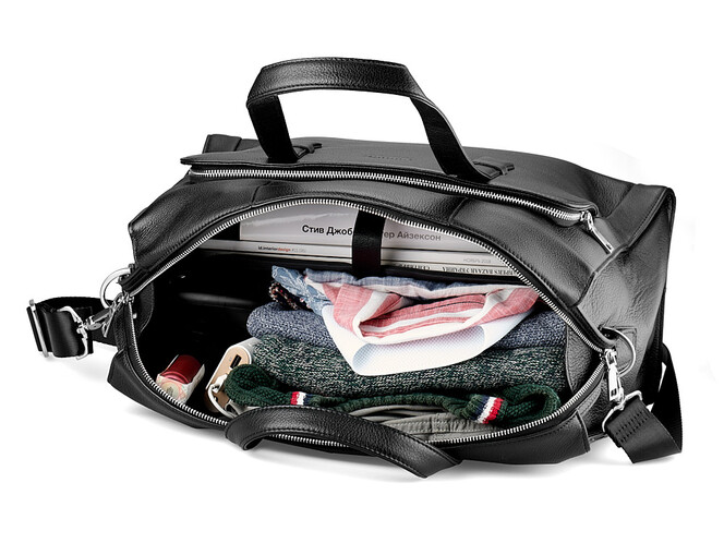 Шкіряна дорожня сумка LeGRAND collection 1842-1 чорна, фото , зображення 5