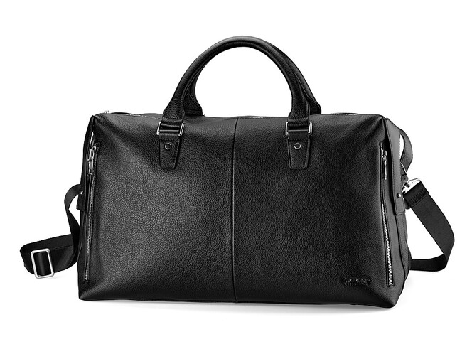 Вместительная дорожная сумка из натуральной кожи LeGRAND collection 8874-3 чёрная, фото , изображение 2