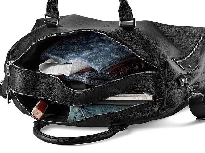 Вместительная дорожная сумка из натуральной кожи LeGRAND collection 8874-3 чёрная, фото , изображение 6