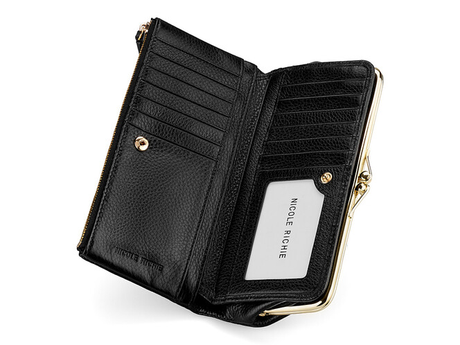 Модний шкіряний жіночий гаманець Nikole Richie 1450 A чорний, Колір: Чорний, Тип і фактура шкіри: зерниста, фото , зображення 3