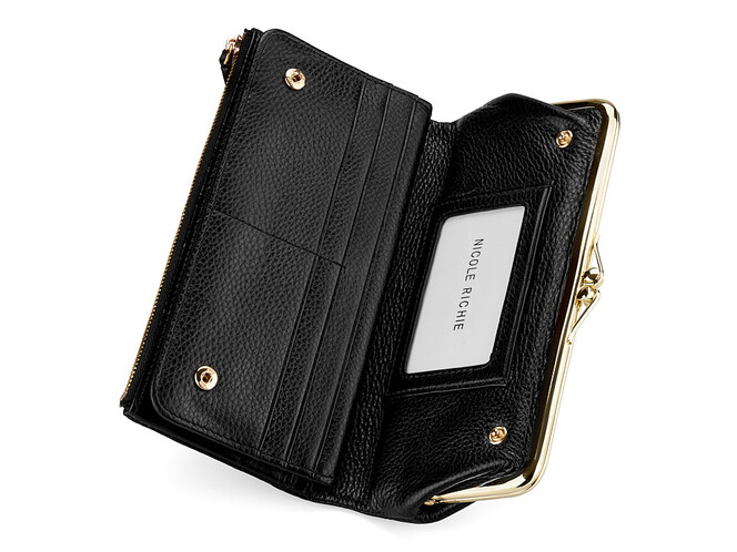 Модний шкіряний жіночий гаманець Nikole Richie 1450 A чорний, Колір: Чорний, Тип і фактура шкіри: зерниста, фото , зображення 4