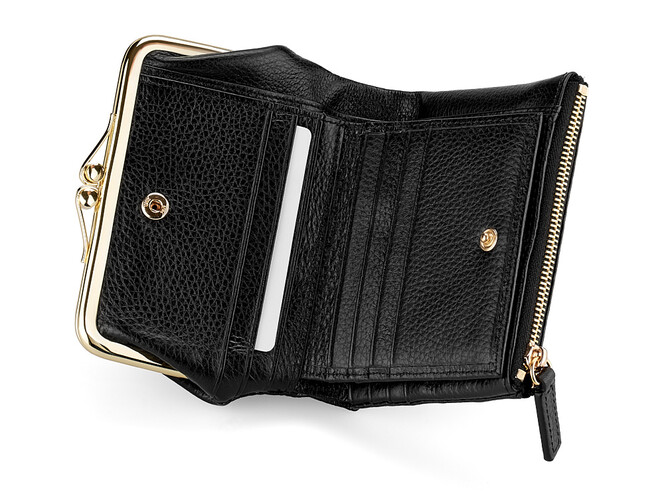Стильный женский кожаный кошелёк Nikole Richie 1451 A чёрный, Цвет: Черный, Тип и  фактура кожи: зернистая, фото , изображение 3