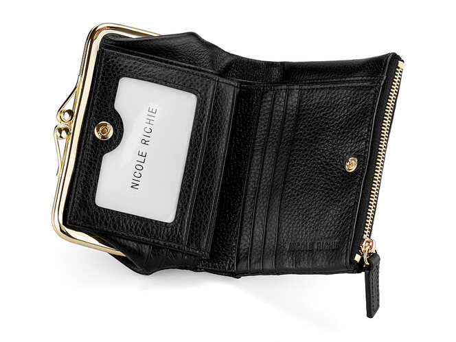 Стильный женский кожаный кошелёк Nikole Richie 1451 A чёрный, Цвет: Черный, Тип и  фактура кожи: зернистая, фото , изображение 4