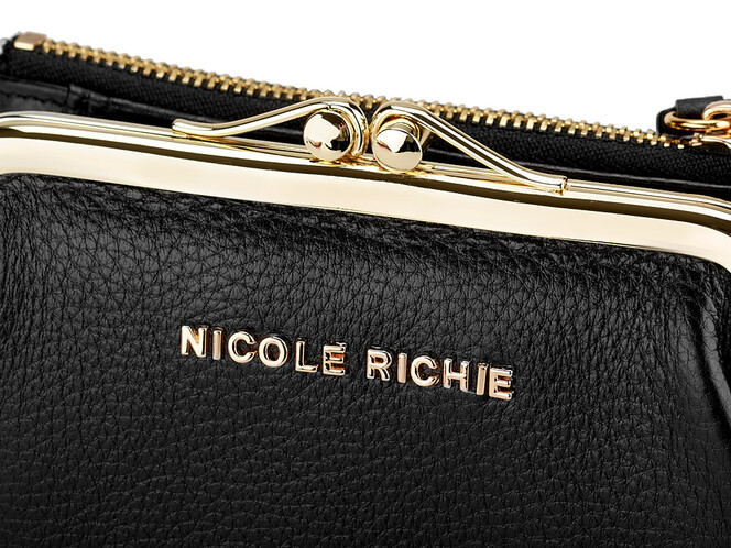 Стильный женский кожаный кошелёк Nikole Richie 1451 A чёрный, Цвет: Черный, Тип и  фактура кожи: зернистая, фото , изображение 6