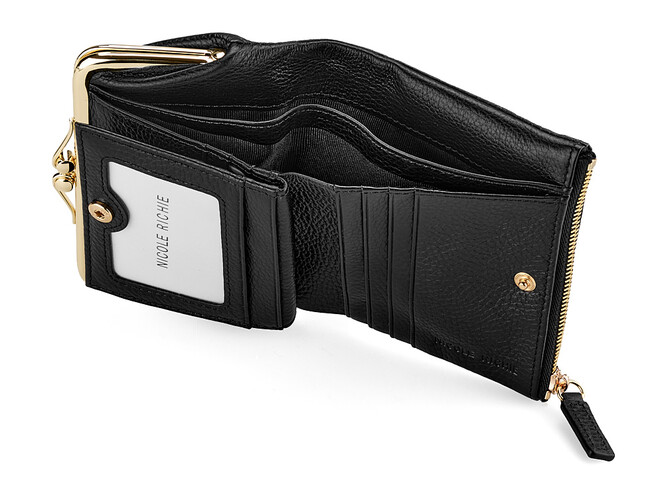 Стильный женский кожаный кошелёк Nikole Richie 1451 A чёрный, Цвет: Черный, Тип и  фактура кожи: зернистая, фото , изображение 5
