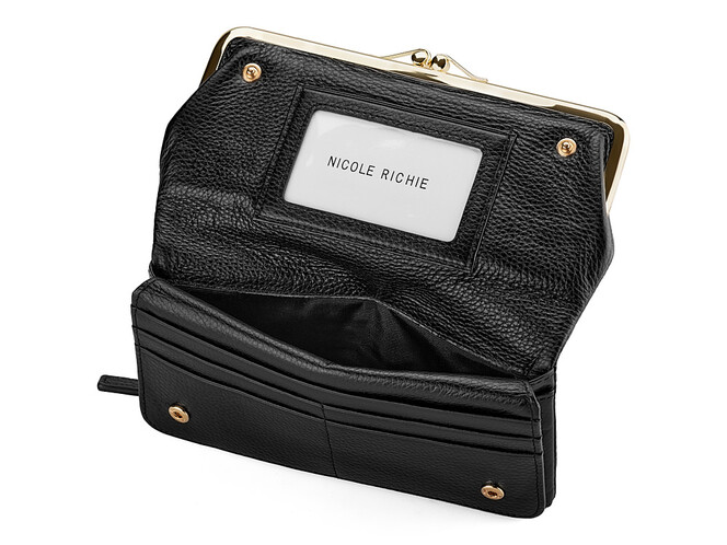 Модний шкіряний жіночий гаманець Nikole Richie 1450 A чорний, Колір: Чорний, Тип і фактура шкіри: зерниста, фото , зображення 5