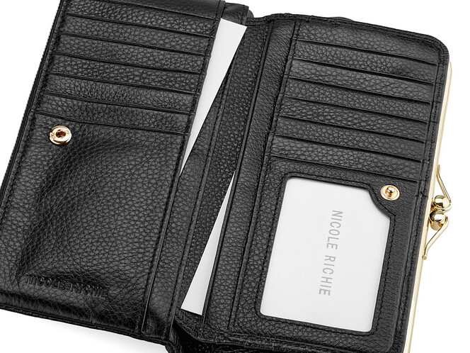 Модний шкіряний жіночий гаманець Nikole Richie 1450 A чорний, Колір: Чорний, Тип і фактура шкіри: зерниста, фото , зображення 7