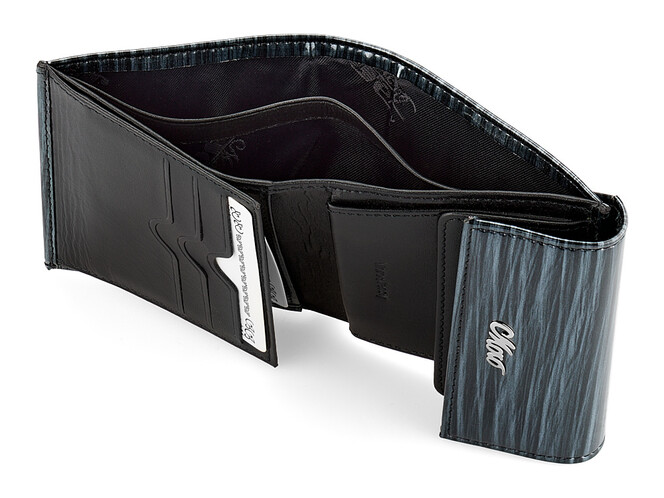 Оригинальный компактный женский кожаный кошелёк Moro&Jenny 187-142 A графит, Цвет: Черный, фото , изображение 4