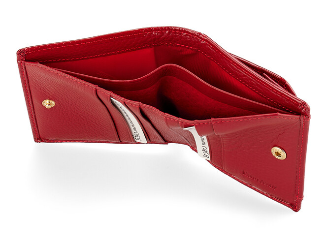 Лаковый компактный женский кожаный кошелёк Moro&Jenny 59053 E красный, Цвет: Красный, Тип и  фактура кожи: лаковая, фото , изображение 4