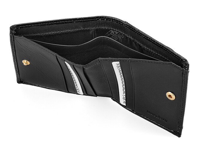 Лаковый компактный женский кожаный кошелёк Moro&Jenny 59053 A чёрный, Цвет: Черный, Тип и  фактура кожи: лаковая, фото , изображение 4