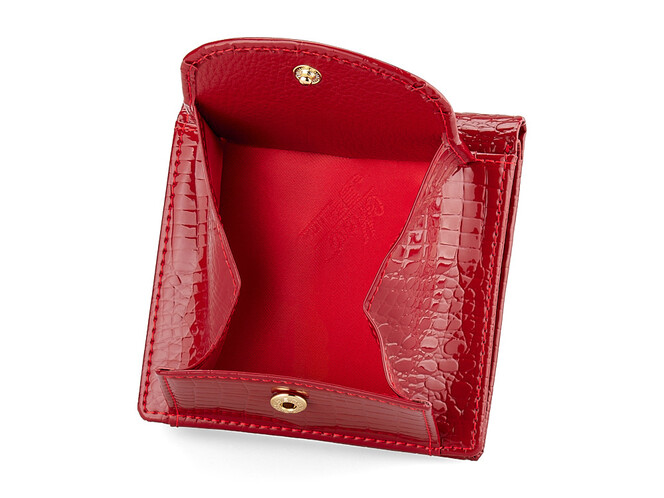 Лаковый компактный женский кожаный кошелёк Moro&Jenny 59053 E красный, Цвет: Красный, Тип и  фактура кожи: лаковая, фото , изображение 5